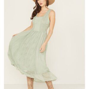 Panhandle Women's Chiffon Embroidered Sleeveless Midi Dress - SM